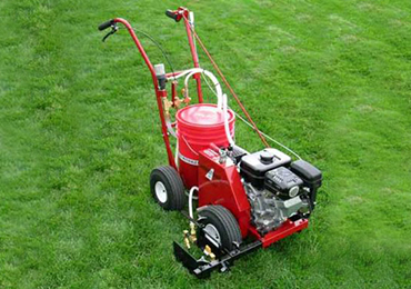Newstripe ecoliner Gasoline powered self propelled athletic field line marking paint striping machine.