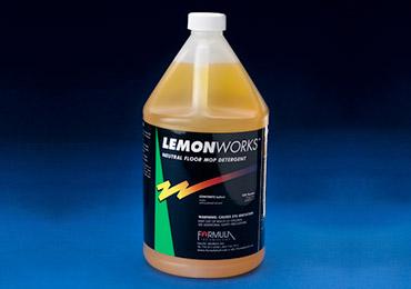 No silicates no phosphates Lemon scented auto scrubber floor detergent.