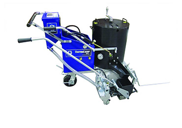 Graco thermoLazer 200 TC line striping machine for melting spraying solid thermoplastic traffic paint.