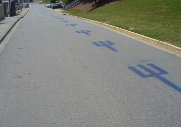 Parking Lots Streets Roads Mascot Logos team names sign stencils painting striping marking paint