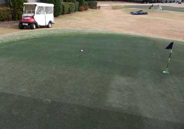 spraying golf greens overloop