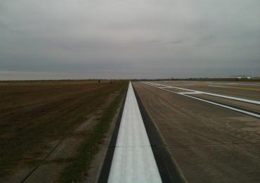 Black white airport runway marking paints.