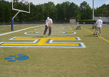 Football Field Line Stripe Paint End zone Painting graco air less spray machine.