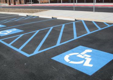 Handi cap blue parking lot line marking paint.