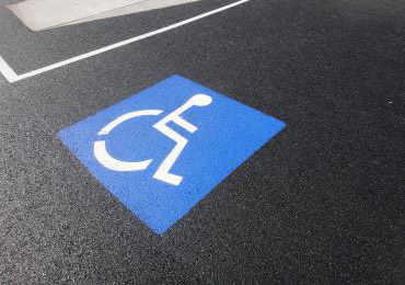 Handicap parking blue traffic line marking lot paint.