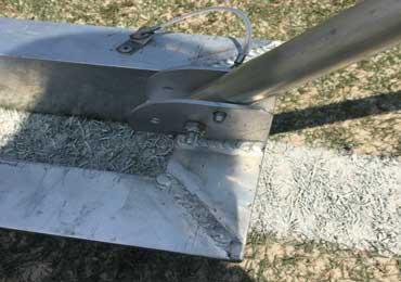 Straight line marking athletic football fields aluminum sled stencil.