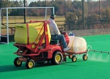 Kills bacteria virus microbes odor on synthetic turf artificial grass sports fields.