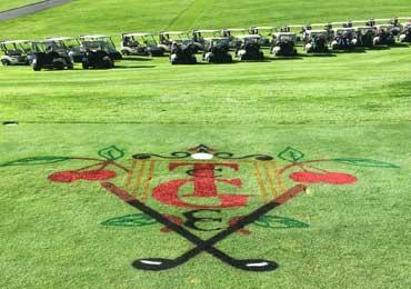 custom made stencil golf course name logo paint.