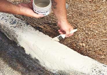 paint all sides of concrete curb patching concrete color seal water base seal coating.
