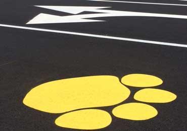 top quality parking lot traffic line marking paint high school paw logo.