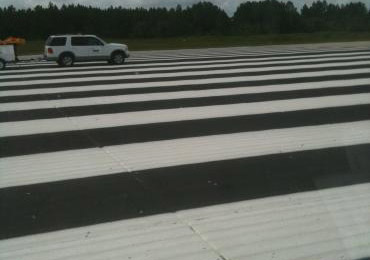 Pedestrian cross walks cross bars high traffic areas painted apllied cold applied thermoplastic traffic paint.
