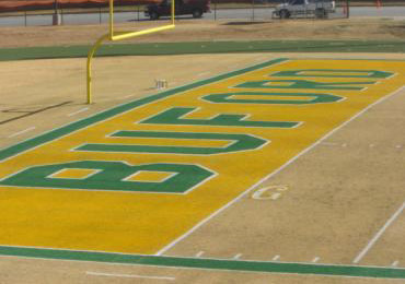 High School Football Field Endzone color paint yellow green.