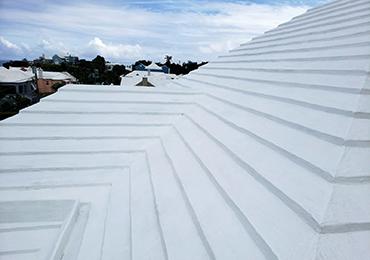 eco friendly roof coating white painting application.