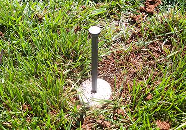 Layout athletic field foam markers nail string.