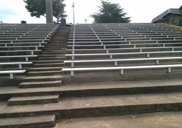 Stadium concrete steps before application of concrete coating.