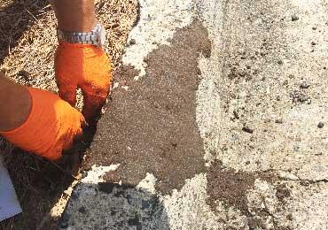 finish the patch for asphalt or concrete.