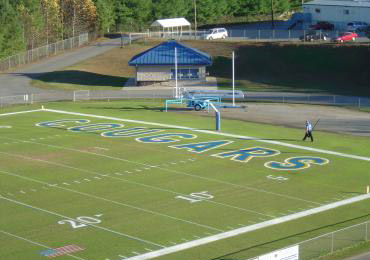 high school letters football field end zone.