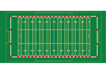 Positions of permanent ground markers on football field.