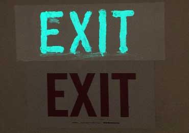 glow in dark suctom cut stencil exit sign coating system.