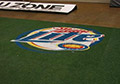 Durable permanent paint synthetic turf lines logo stencils.