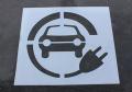 In stock electric vehicle EV electric car charging parking spot stencils.