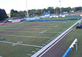 Football Field Hash marks paint with plastic stencil.