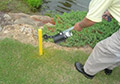 Spray yellow marking paint for golf courses.