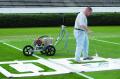 Football Field Lines Stencils Numbers painted Graco Field Lazer Striping Machine.