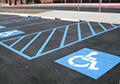 Handi cap blue parking lot line marking paint.