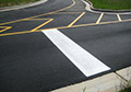 Pedestrian crossing painted Liquid thermoplastic cold applied paint.