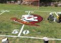 College logo painting home back yard grass