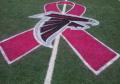 temporary logo removable logos painted with aerosol spray chalk on synthetic field turf.