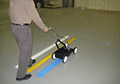 Painting bright durable paint lines warehouse floors.