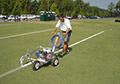 Spray apply football field lines using graco airless striping machines.