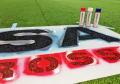 Aerosol Paint for painting mid field logo stencils event names on grass or turf