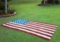 red white blue custom color paints for painting American stencil on lawn yard grass.