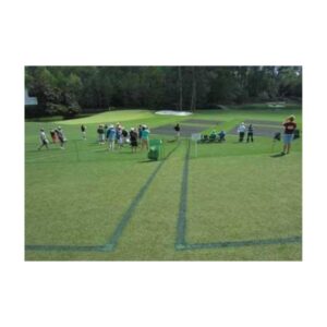 Water base safe bright durable visible golf course hazard marking paint.