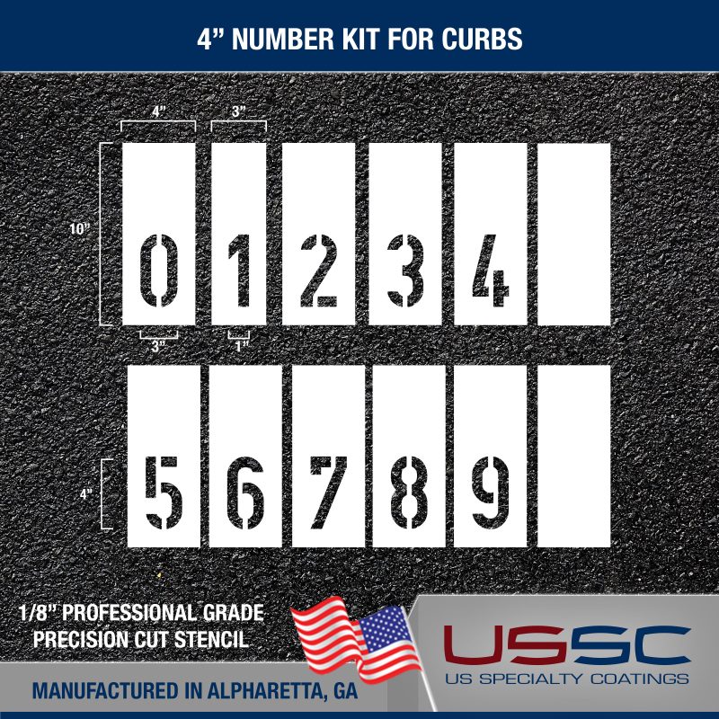 4 inch for curb number stencil kit dimension
