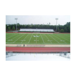 Footaball field paint line striping midield logo painting.