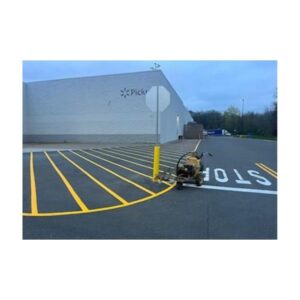 Yellow Parking Lot Lines And A Stop Sign