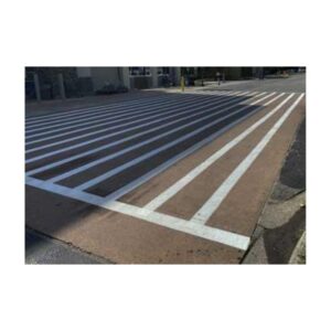 Painting Shopping Center Cross Walks White Yellow Instant Dry Paint.