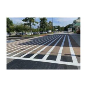 Freshly Painted White Traffic Lines On Asphalt Road