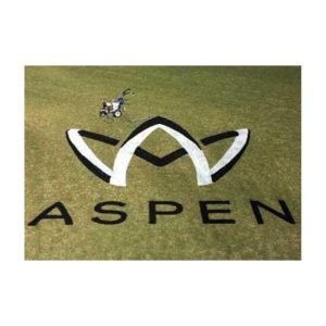 Aspen Logo Stencil Painted On Green Grass