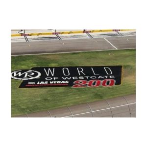 Racing Sponsor Logo Painted On Green Field With Corporate Branding