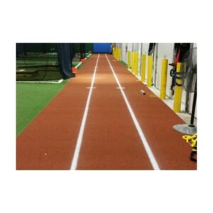 Permanent paint indoor track line markings logos.