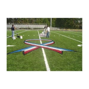 Flag ribbon stencil paint synthetic field turf painting.