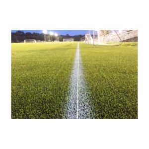 Permanent soccer field lines on synthetic turf fields.