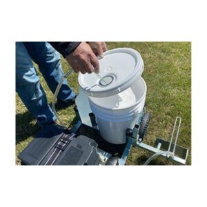 Battery Operated Electric Athletic Field Line Marking Machine Preparation With Paint.