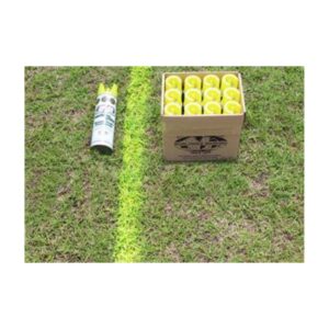 Fluorescent Yellow Line Spray-Painted On Grass Using Aerosol Can