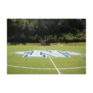 Bold Sports Team Logo Stencil Painted On Center Of Football Field